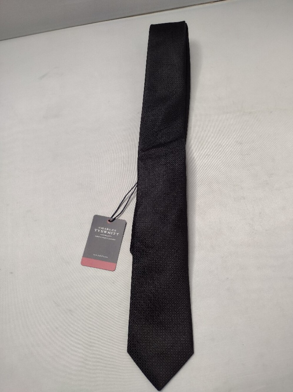 Charles Tyrwhitt Textured Black Silk Men's Slim Neck Tie NWT Necktie A8
